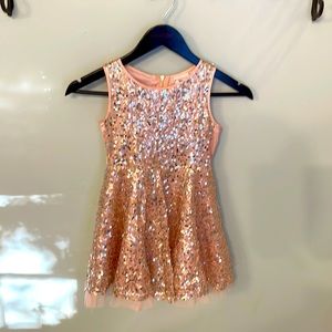 Girls Rose Gold Sequin Dress Evening Sparkle Dresses Sleeveless Size XS 6